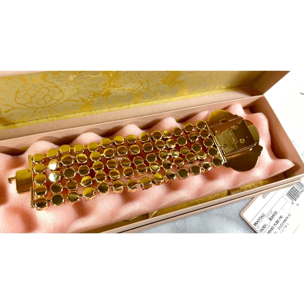 Miu Miu Crystal Cameo Gold Plated Bracelet - Picture 8 of 10